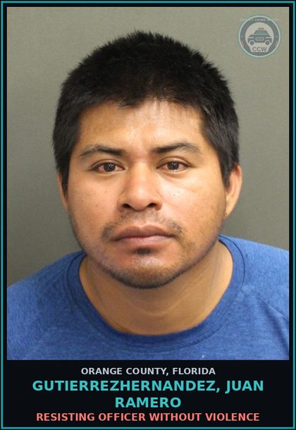 CCW arrest card for GUTIERREZHERNANDEZ, JUAN RAMERO in Orange County: FLEE/ELUDE POLICE-FLEE ELUDE LEO WITH LIGHTS SIREN ACTIVE