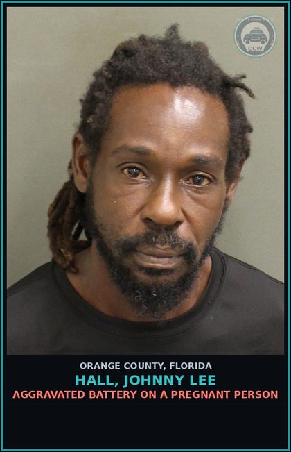 CCW arrest card for HALL, JOHNNY LEE in Orange County: AGGRAVATED BATTERY ON A PREGNANT PERSON