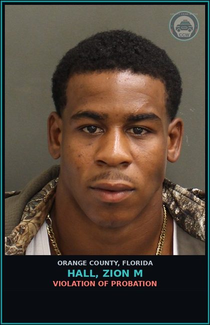 CCW arrest card for HALL, ZION M in Orange County: VIOLATION OF PROBATION