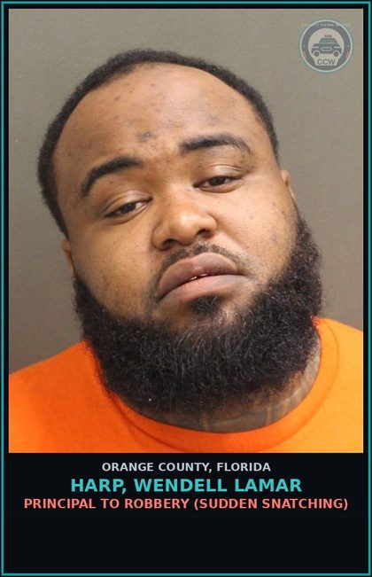 CCW arrest card for HARP, WENDELL LAMAR in Orange County: BURGLARY OF CONVEYANCE