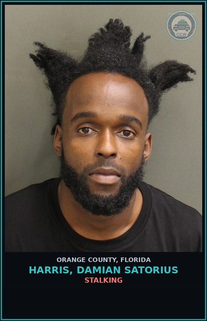 CCW arrest card for HARRIS, DAMIAN SATORIUS in Orange County: STALKING