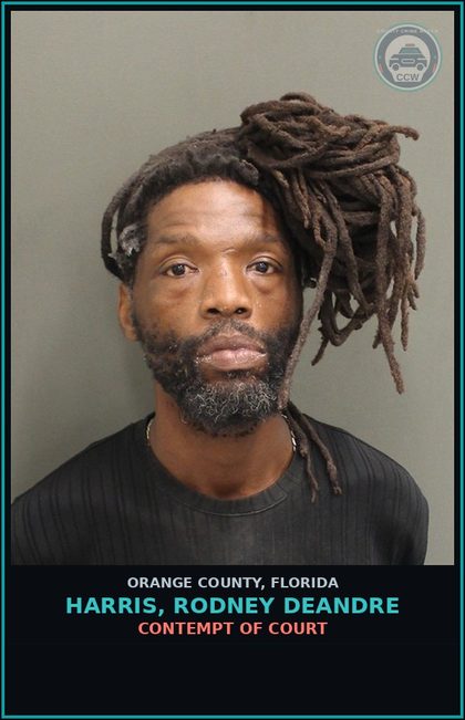 CCW arrest card for HARRIS, RODNEY DEANDRE in Orange County: CONTEMPT OF COURT