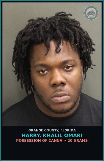 CCW arrest card for HARRY, KHALIL OMARI in Orange County: FAILURE OF DEFENDANT TO APPEAR