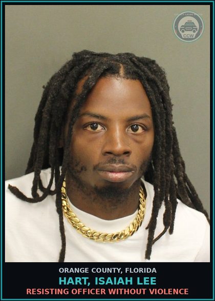CCW arrest card for HART, ISAIAH LEE in Orange County: OUT-OF-COUNTY WARRANT-