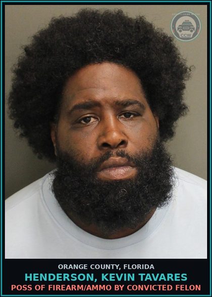 CCW arrest card for HENDERSON, KEVIN TAVARES in Orange County: POSSESS OF Canna LESS THAN 20 GRAMS