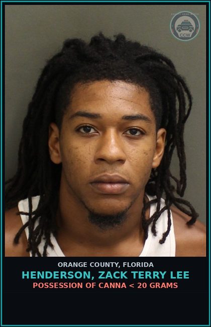 CCW arrest card for HENDERSON, ZACK TERRY LEE in Orange County: DRIVE WITH SUSPENDED REVOKED LICENSE