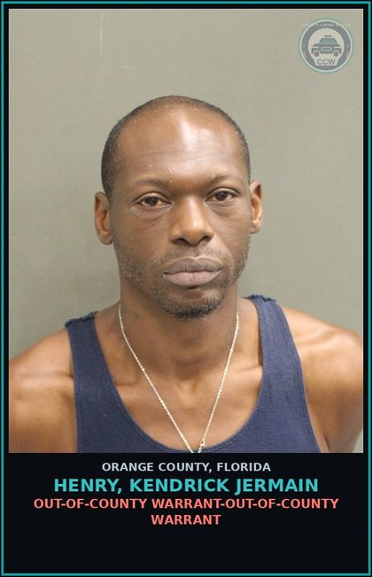 CCW arrest card for HENRY, KENDRICK JERMAIN in Orange County: OUT-OF-COUNTY WARRANT-OUT-OF-COUNTY WARRANT
