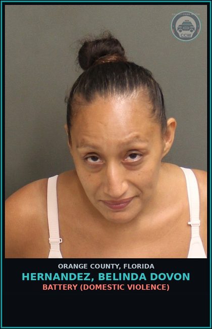 CCW arrest card for HERNANDEZ, BELINDA DOVON in Orange County: CONFINEMENT OF ANIMALS W/O FOOD, WATER OR EXERCISE