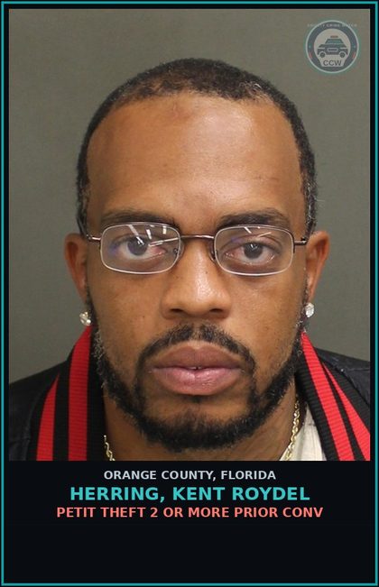 CCW arrest card for HERRING, KENT ROYDEL in Orange County: PETIT THEFT 2 OR MORE PRIOR CONV