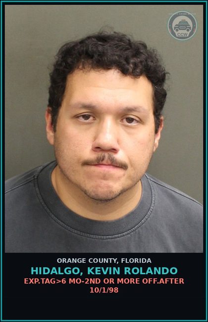 CCW arrest card for HIDALGO, KEVIN ROLANDO in Orange County: EXP.TAG>6 MO-2ND OR MORE OFF.AFTER 10/1/98