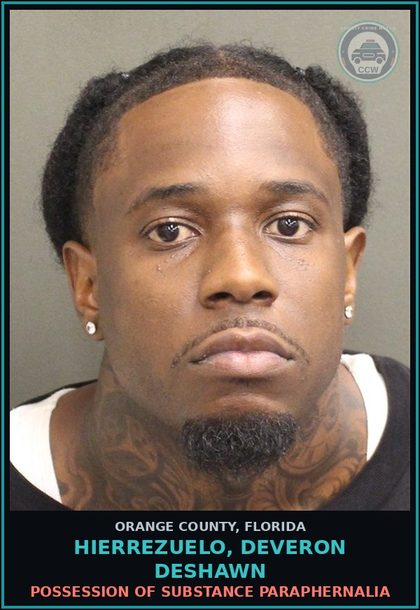 CCW arrest card for HIERREZUELO, DEVERON DESHAWN in Orange County: PAROLE/PROB/CC VIOL. INTERSTATE COMPACT WARRANTS
