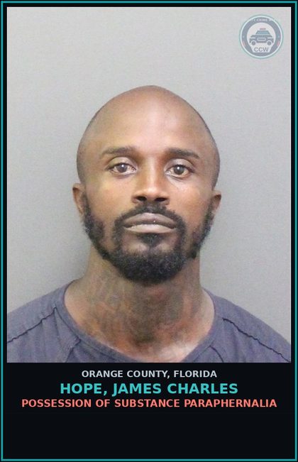 CCW arrest card for HOPE, JAMES CHARLES in Orange County: POSSESSION OF DRUG PARAPHERNALIA