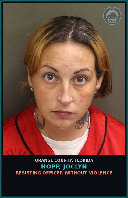 CCW arrest card for HOPP, JOCLYN in Orange County: DRIVE WITH SUSPENDED REVOKED LICENSE