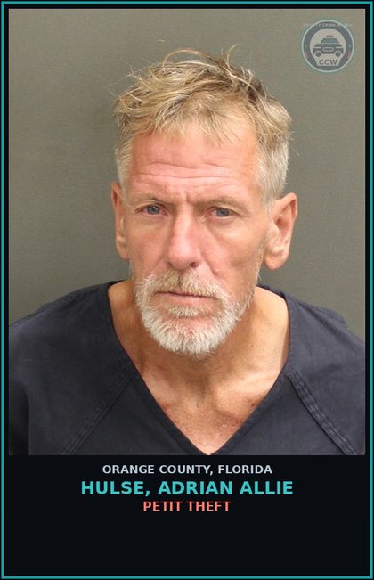 CCW arrest card for HULSE, ADRIAN ALLIE in Orange County: PETIT THEFT