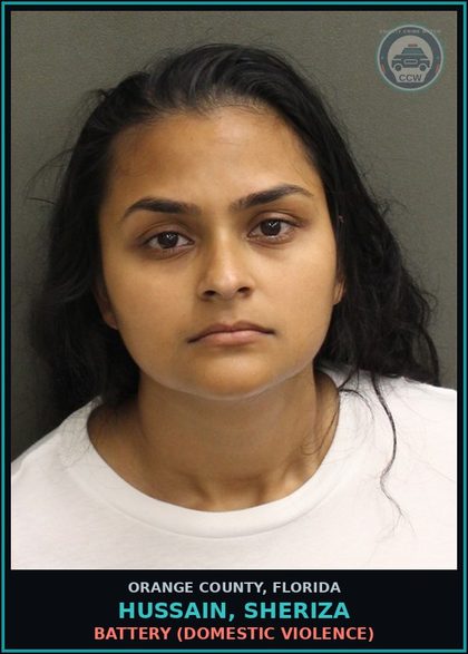CCW arrest card for HUSSAIN, SHERIZA in Orange County: BATTERY (DOMESTIC VIOLENCE)