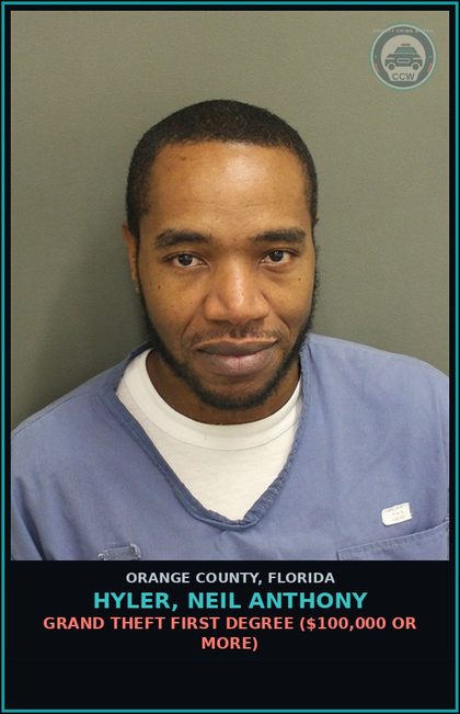 CCW arrest card for HYLER, NEIL ANTHONY in Orange County: UNLAWFUL FILING FALSE DOC. AGAINST REAL/PERS PROP. WHILE ON PROBATION