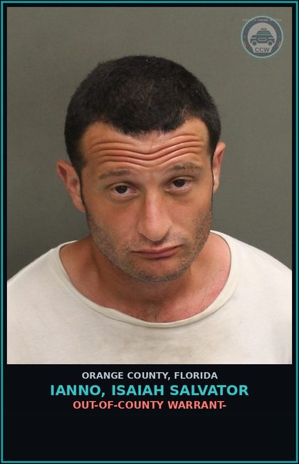 CCW arrest card for IANNO, ISAIAH SALVATOR in Orange County: OUT-OF-COUNTY WARRANT-