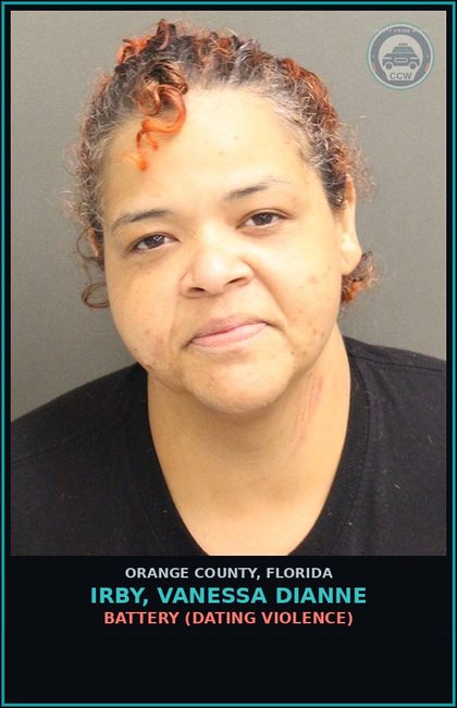 CCW arrest card for IRBY, VANESSA DIANNE in Orange County: BATTERY (DATING VIOLENCE)