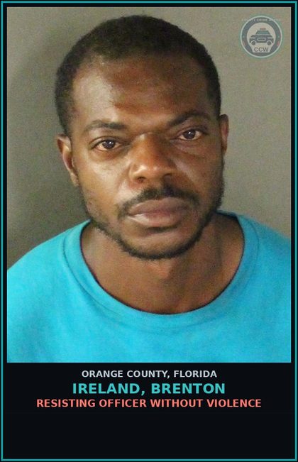 CCW arrest card for IRELAND, BRENTON in Orange County: RESISTING OFFICER WITHOUT VIOLENCE