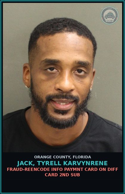 CCW arrest card for JACK, TYRELL KARVYNRENE in Orange County: HIT AND RUN-LEAVE SCENE OF CRASH INVOLVE DAMAGE TO PROP