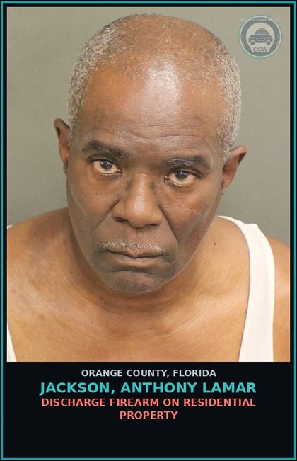 CCW arrest card for JACKSON, ANTHONY LAMAR in Orange County: SHOOT/THROW MISSILE INTO DWELL/STRUCT/VEH.