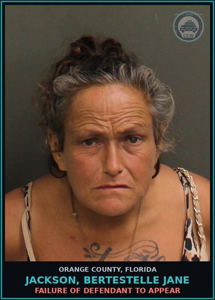 CCW arrest card for JACKSON, BERTESTELLE JANE in Orange County: FAILURE OF DEFENDANT TO APPEAR
