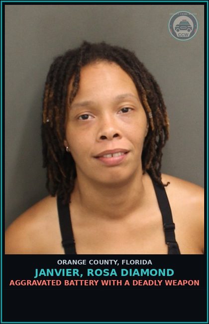 CCW arrest card for JANVIER, ROSA DIAMOND in Orange County: AGGRAVATED BATTERY WITH A DEADLY WEAPON
