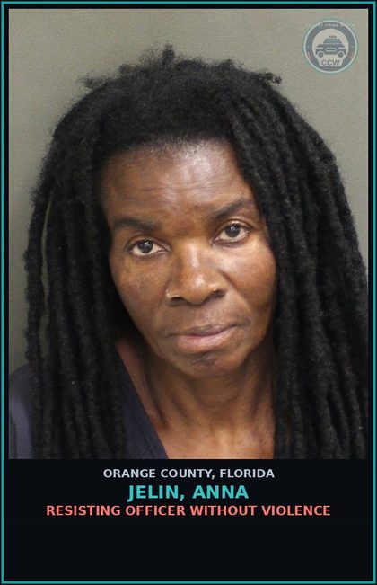 CCW arrest card for JELIN, ANNA in Orange County: RESISTING OFFICER WITHOUT VIOLENCE