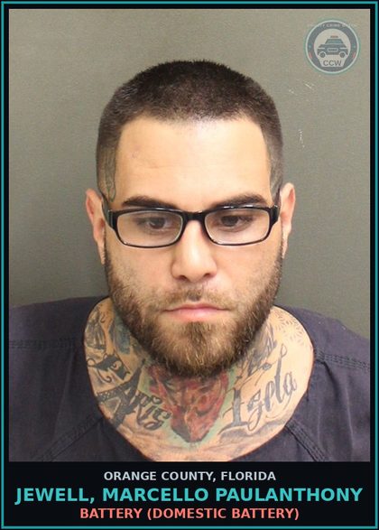 CCW arrest card for JEWELL, MARCELLO PAULANTHONY in Orange County: BATTERY (DOMESTIC BATTERY)