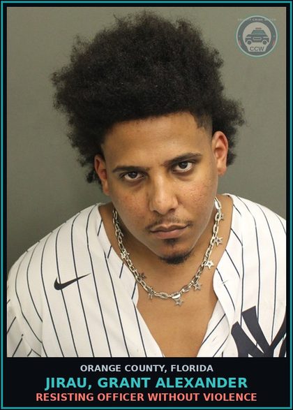 CCW arrest card for JIRAU, GRANT ALEXANDER in Orange County: FLEEING/ATT. TO ELUDE POLICE OFFICER >7/04