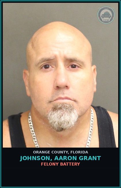CCW arrest card for JOHNSON, AARON GRANT in Orange County: FELONY BATTERY