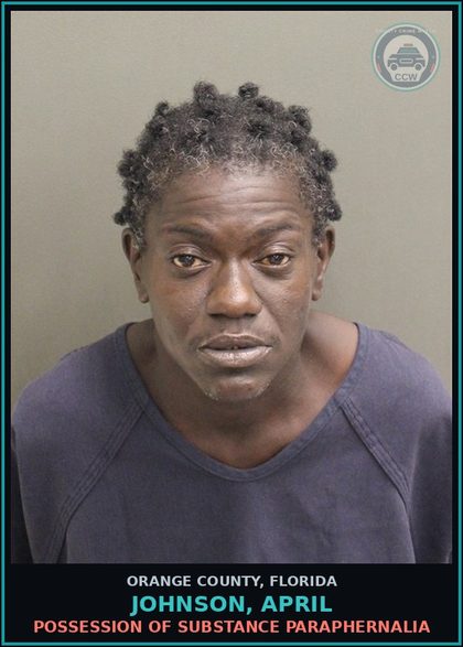 CCW arrest card for JOHNSON, APRIL in Orange County: POSSESSION OF DRUG PARAPHERNALIA
