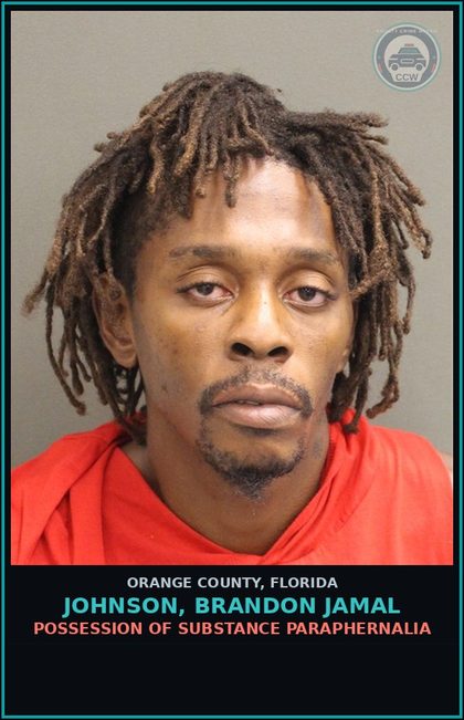 CCW arrest card for JOHNSON, BRANDON JAMAL in Orange County: POSSESSION OF DRUG PARAPHERNALIA