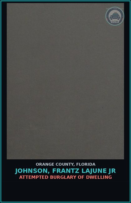 CCW arrest card for JOHNSON, FRANTZ LAJUNE JR in Orange County: ATTEMPTED BURGLARY OF DWELLING