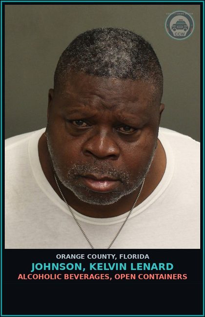 CCW arrest card for JOHNSON, KELVIN LENARD in Orange County: ALCOHOLIC BEVERAGES, OPEN CONTAINERS