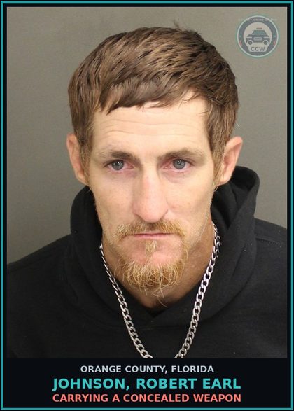 CCW arrest card for JOHNSON, ROBERT EARL in Orange County: DRUGS-POSSESS-POSSESS contr substance W/O PRESCRIPTION