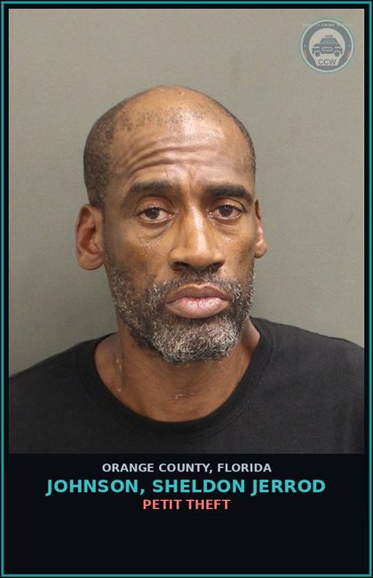 CCW arrest card for JOHNSON, SHELDON JERROD in Orange County: PETIT THEFT