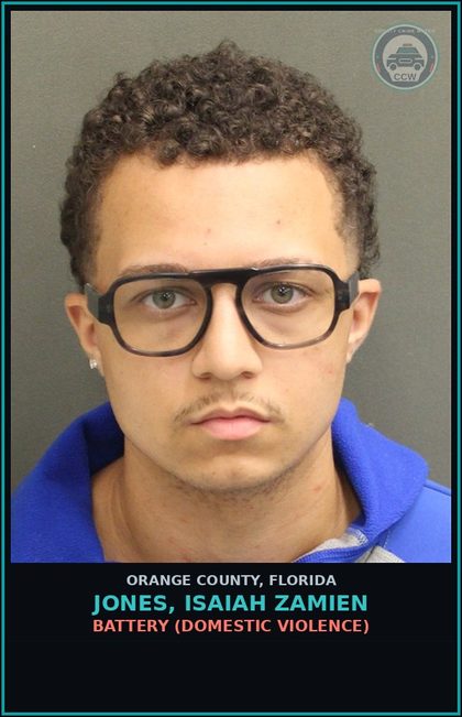 CCW arrest card for JONES, ISAIAH ZAMIEN in Orange County: BATTERY (DOMESTIC VIOLENCE)