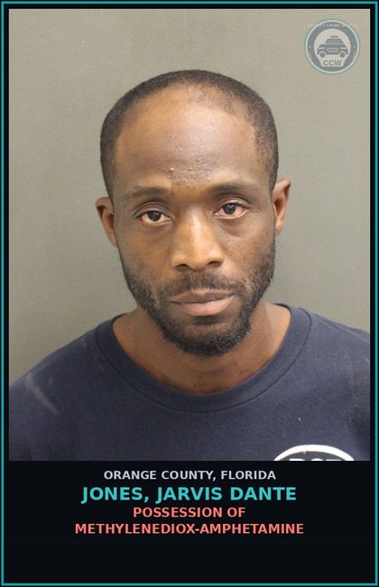 CCW arrest card for JONES, JARVIS DANTE in Orange County: POSSESSION OF METHYLENEDIOX-AMPHETAMINE