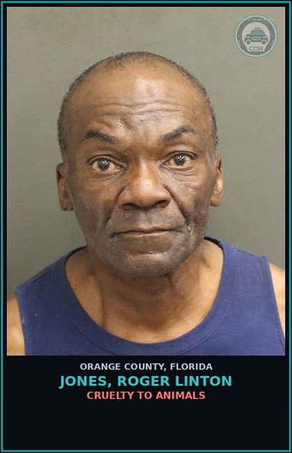 CCW arrest card for JONES, ROGER LINTON in Orange County: CRUELTY TO ANIMALS