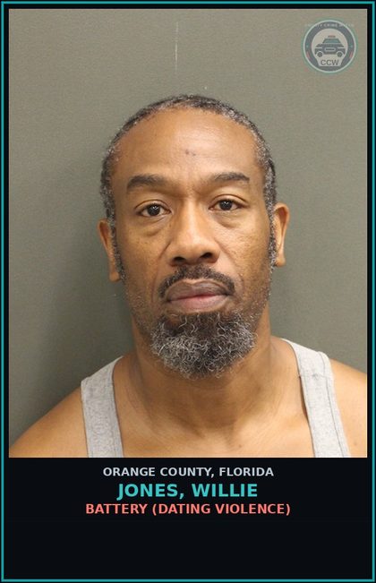 CCW arrest card for JONES, WILLIE in Orange County: BATTERY (DATING VIOLENCE)