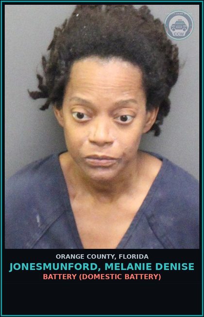 CCW arrest card for JONESMUNFORD, MELANIE DENISE in Orange County: BATTERY (DOMESTIC BATTERY)
