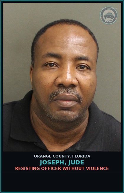CCW arrest card for JOSEPH, JUDE in Orange County: RESISTING OFFICER WITHOUT VIOLENCE
