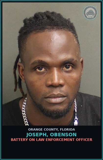 CCW arrest card for JOSEPH, OBENSON in Orange County: BATTERY ON LAW ENFORCEMENT OFFICER