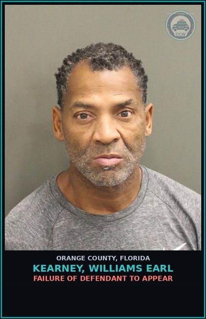 CCW arrest card for KEARNEY, WILLIAMS EARL in Orange County: FAILURE OF DEFENDANT TO APPEAR