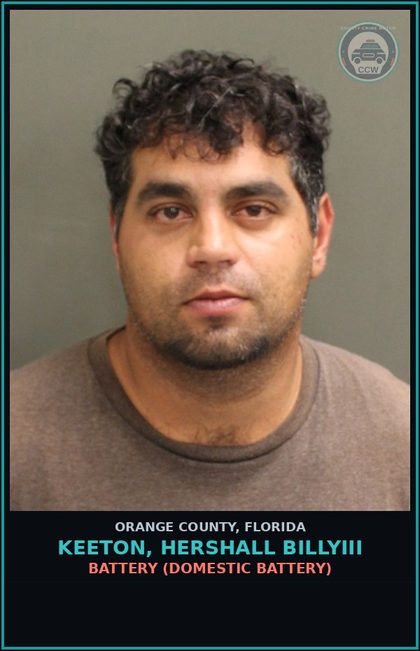 CCW arrest card for KEETON, HERSHALL BILLYIII in Orange County: BATTERY (DOMESTIC BATTERY)