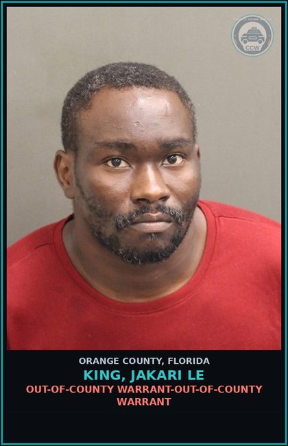CCW arrest card for KING, JAKARI LE in Orange County: OUT-OF-COUNTY WARRANT-OUT-OF-COUNTY WARRANT