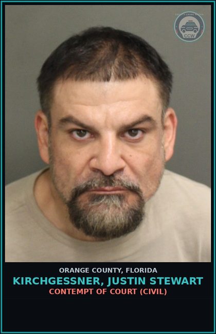CCW arrest card for KIRCHGESSNER, JUSTIN STEWART in Orange County: CONTEMPT OF COURT (CIVIL)
