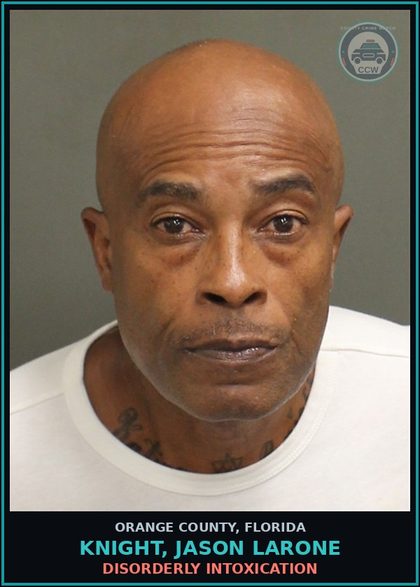 CCW arrest card for KNIGHT, JASON LARONE in Orange County: DISORDERLY INTOXICATION