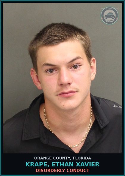 CCW arrest card for KRAPE, ETHAN XAVIER in Orange County, Florida: DISORDERLY CONDUCT